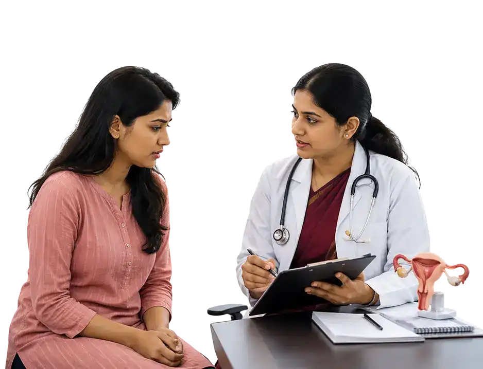Gynaecologist consulting patient