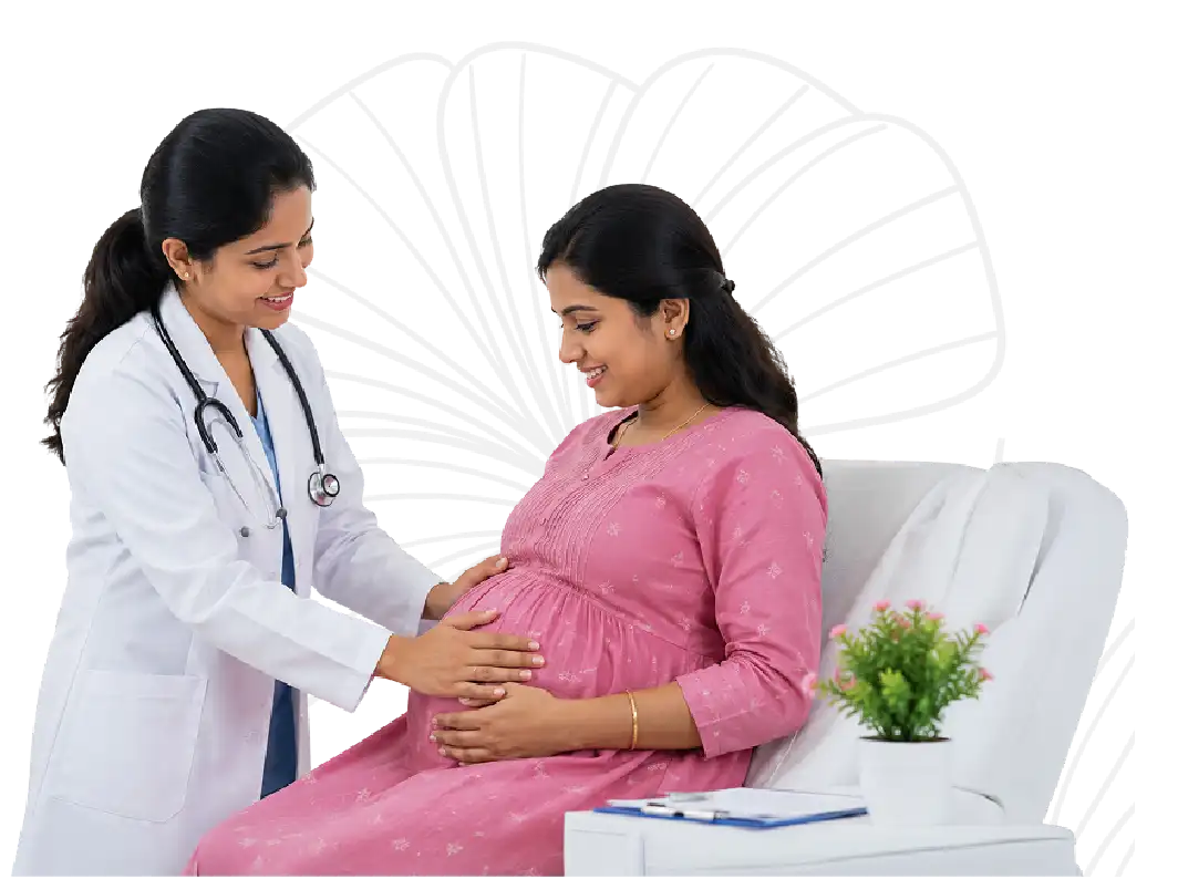 Healthcare professional examining pregnant mother with care
