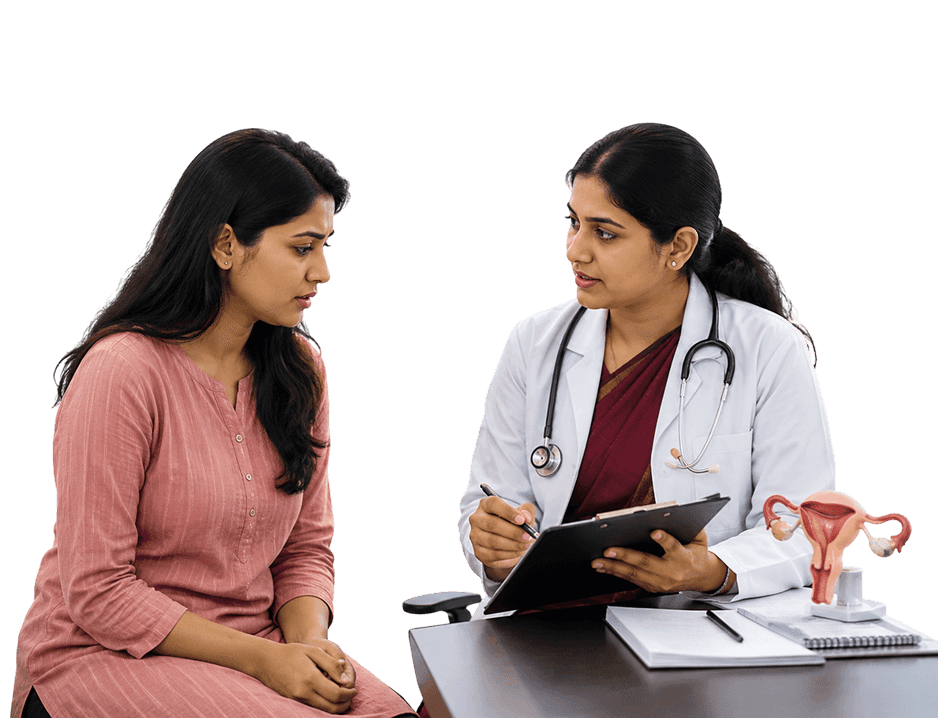 Gynaecologist consulting patient